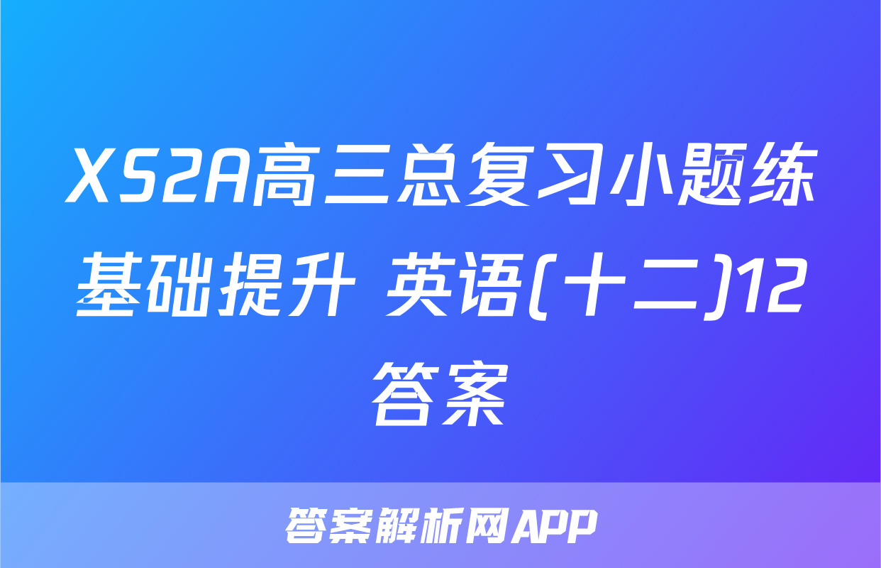 XS2A高三总复习小题练基础提升 英语(十二)12答案